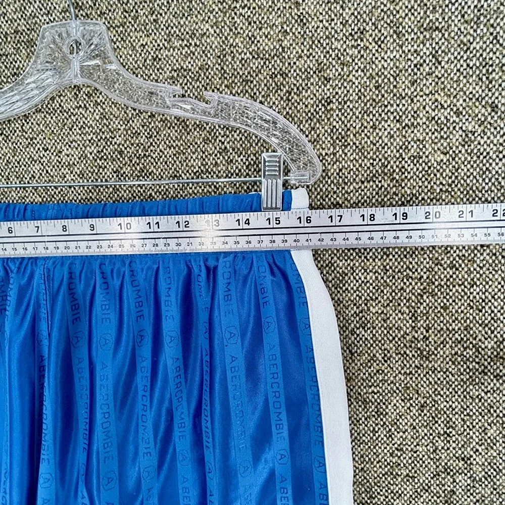 Y2K Abercrombie Fitch Gym Issue Mesh Lined Logo Stripe Athletic Shorts Blue XL